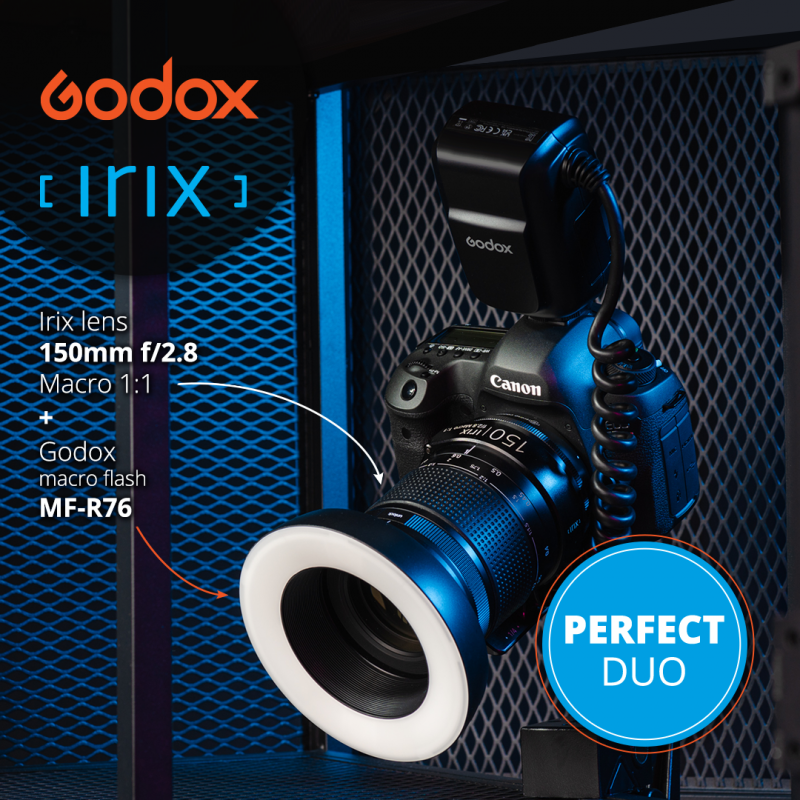 Kit Irix 150 mm f/2.8 Macro + Godox MF-R76 pour Pentax