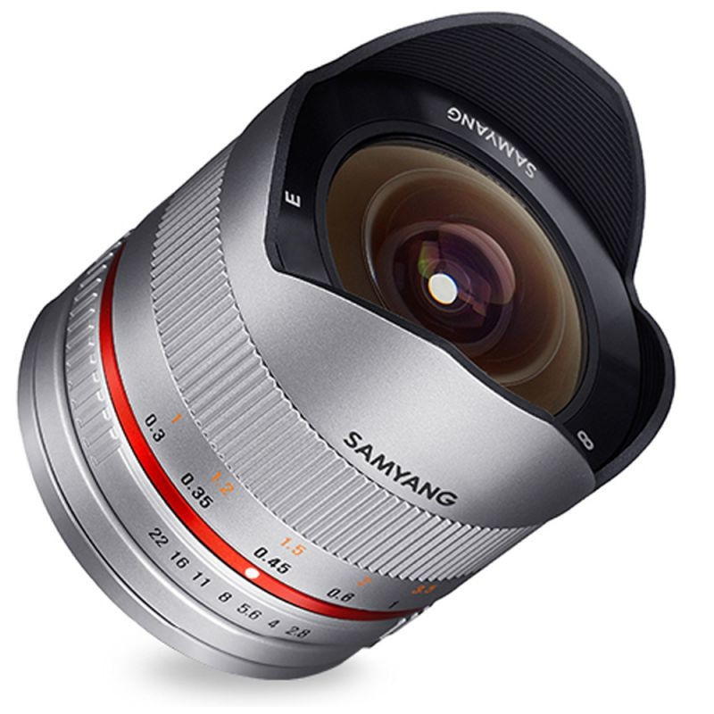 Samyang 8mm F/2.8 Fisheye silver lens Samsung NX