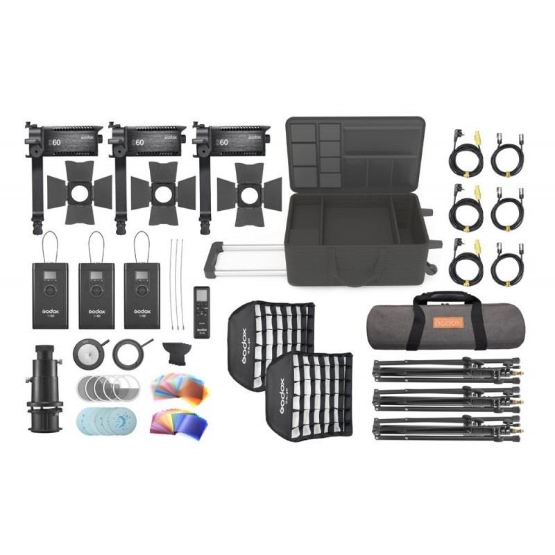 Godox S60-D 3-Kit d'éclairage avec accessoires