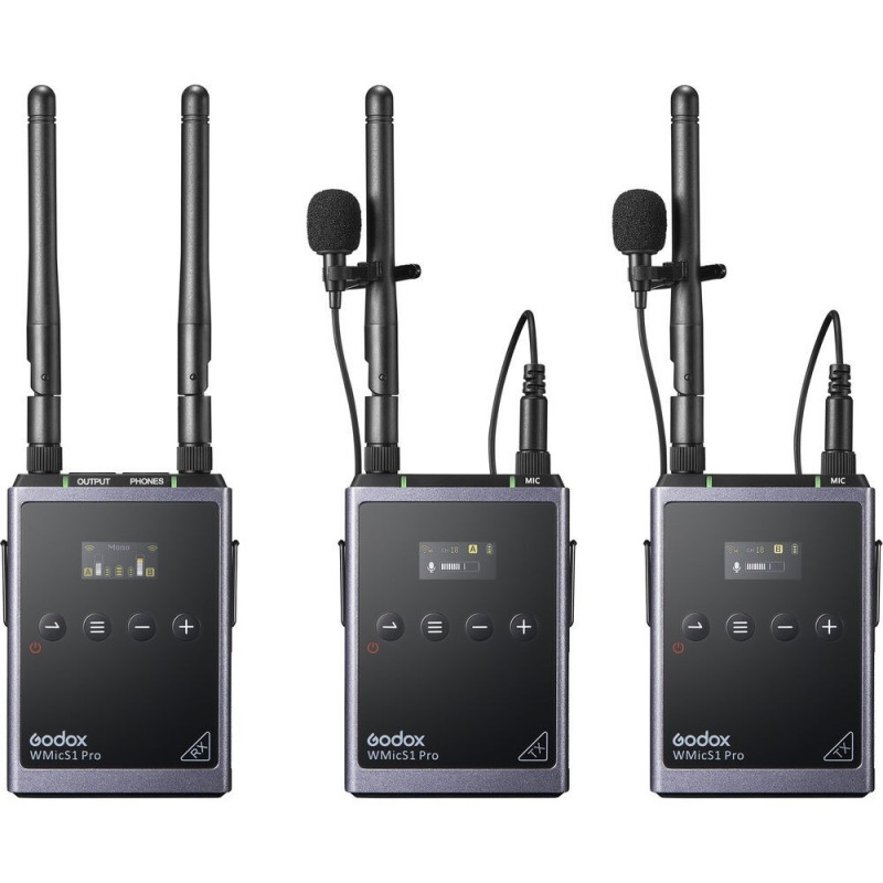 Sada bezdrátového mikrofonního systému Godox WMicS1 Pro UHF 2