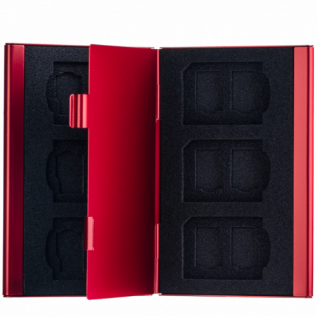 Genesis Gear Card Storage Box 6SD+12TF Red Color