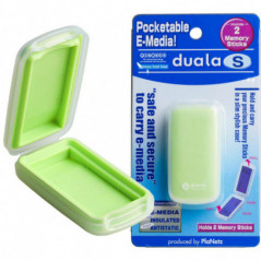 Rigid Green Case for Two Memory Stick Cards.