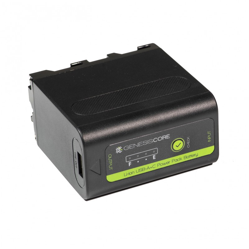 Batterie Genesis Core type NP-F970 7,2 V 7800 mAh USB-A + USB-C Batterie Genesis Core type NP-F970 7,2 V 7800 mAh USB-A + USB-C