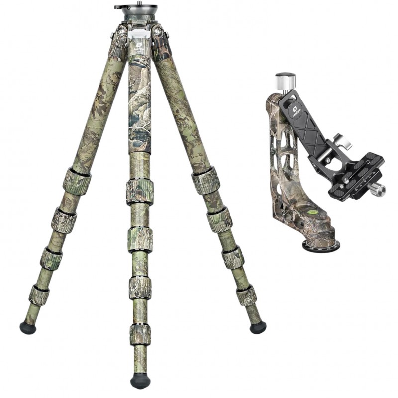 Leofoto LS-365CEX+PG-1 (Full Camo) carbon fiber photo tripod with head