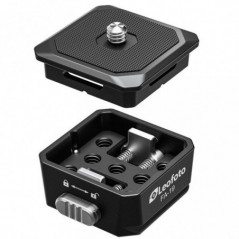 Leofoto FA-19 Adapter sanek (hot/cold shoe) — System płytki QR do długiego obiektywu