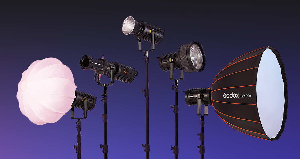 Godox LED COB video lights and light modifiers
