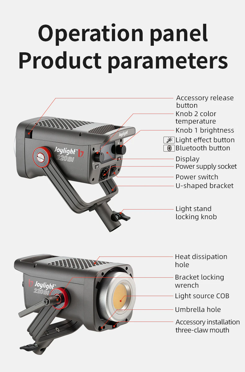 Jinbei JL-220Bi luce video LED (con riflettore EF Boost) luce LED Jinbei JL-220Bi – immagine 2