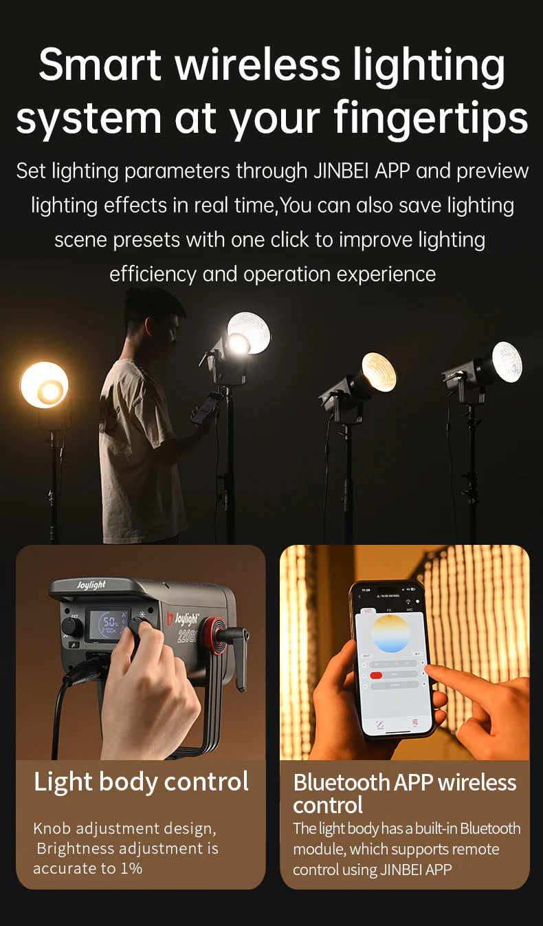 Jinbei JL-220Bi luce video LED (con riflettore EF Boost) luce LED Jinbei JL-220Bi – immagine 4
