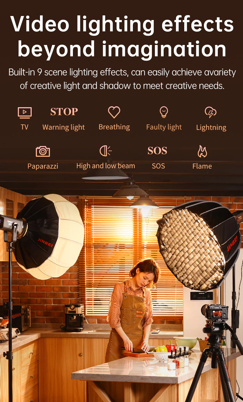 Jinbei JL-220Bi luce video LED (con riflettore EF Boost) luce LED Jinbei JL-220Bi – immagine 8