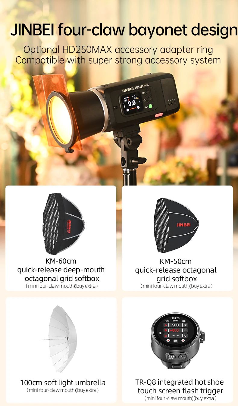 Jinbei HD-250max TTL flash monobloc alimenté par batterie Jinbei HD-250max TTL flash monobloc alimenté par batterie – image produit 15