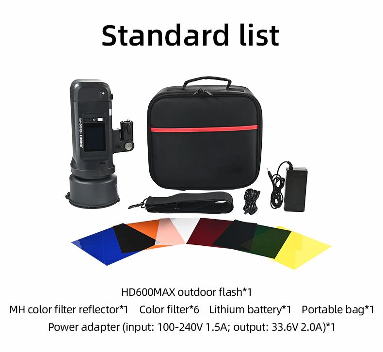 Jinbei HD-600max TTL monotorcia alimentata a batteria con borsa 600Ws flash tube and LED modeling light