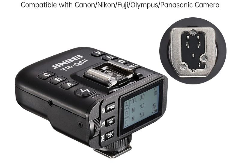 Jinbei TR-Q6II ricetrasmettitore universale Slitta superiore per attivazione sincrona con flash a slitta